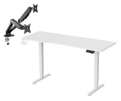 Biurko gamingowe Silver Monkey Biurko elektryczne ED-160 white + UM-800 (sprężyna gazowa)